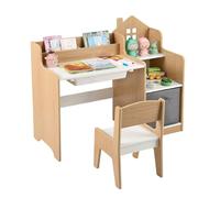 LIFEZEAL Escritorio Infantil con Mesa y Silla Ajustables | Set de Estudio para Niños de 3-12 Años con Librería y Cajón de Plástico y Tela para Habitación Infantil
