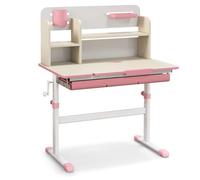 LIFEZEAL Escritorio Infantil, pupitre con Altura Regulable y Tablero inclinable, Escritorio Juvenil con cajón y Estante de Almacenamiento, Mesa para niños de 3 a 12 años (Rosa, 80 x 51 x 110,5 cm)