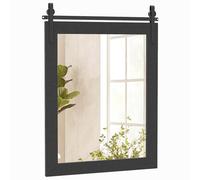 LIFEZEAL Espejo de Pared 76,5 x 57 cm, Espejo Rectangular con Marco de Madera y Soporte de Metal, Colgante Vintage para Cuarto de baño, Pasillo, salón (Negro)