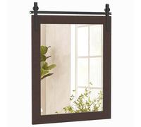 LIFEZEAL Espejo de Pared 76,5 x 57 cm, Espejo Rectangular con Marco de Madera y Soporte de Metal, Colgante Vintage para Cuarto de baño, Pasillo, salón (marrón Oscuro)