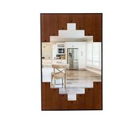LIFEZEAL Espejo Decorativo de Pared, Espejo Colgante con Marco Decorativo de Madera, Espejo Rectangular para salón, Dormitorio, baño, Entrada, 95 x 60 cm