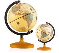 LIFEZEAL Globo terráqueo para niños de 14 cm, con base estable, globo terráqueo vintage con husos horarios, globo geográfico para estudios y decoración