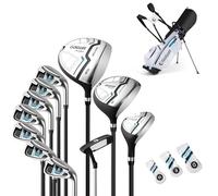 LIFEZEAL Juego Completo de Palos de Golf para Hombre, Juego de 15 Palos de Golf, Bolsa de Almacenamiento Profesiona con 460 CC #1 Driver, #3 Fairway, híbrido (Blanco)