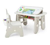 LIFEZEAL Juego de Mesa y Silla Infantil, Grupo de Mesa con Pizarra Blanca para niños, Juego de Escritorio Regulable con Espacio de Almacenamiento, Mesa de Actividades para Dibujar