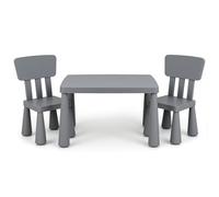 LIFEZEAL Juego de Mesa y Silla Infantil, Mesa con 2 sillas de plástico para niños, Conjunto de pupitres de Actividades para niños, Set de Mueble de 3 Piezas, Apto para 1-7 años (Gris)