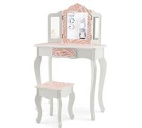 LIFEZEAL Juego de Tocador para Niños, Tocador Infantil con Taburete, Tocador con Espejo Plegable y Tapa Desmontable, Tocador Regalo para Niñas de 3 a 7 Años (Estilo 5)