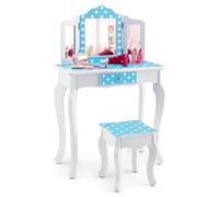 LIFEZEAL Juego de Tocador para Niños, Tocador Infantil con Taburete, Tocador con Espejo Plegable y Tapa Desmontable, Tocador Regalo para Niñas de 3 a 7 Años (Estilo 6)