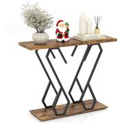 LIFEZEAL Mesa Consola Moderna, Mesa Auxiliar Sofa, Mesa de Café de Madera de 2 Pisos，Resistente y Duradero， para Dormitorio, Sala de Estar, Porche, Baño (marrón + Negro.)