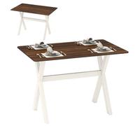 LIFEZEAL Mesa para Comedor, Mesa de Cocina, 110x71 cm, para 4-6 Personas, Vintage, Ahorra Espacio, Rectangular, con Patas en X de Madera Maciza, Amplia Superficie, Salón, Restaurante, MAX 100 kg