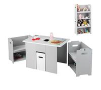 LIFEZEAL Mesa y Sillas Infantil Polivalente con Cubo Extraíble