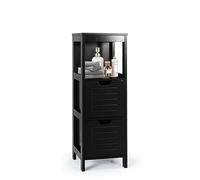 LIFEZEAL Mueble de Baño, Armario de Baño de Pie con 2 Cajones, Mueble de Baño de Madera, Organizador de Esquina Moderno para Baño y Salón, 30 x 30 x 89 cm (Negro)