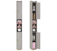 LIFEZEAL Mueble de Columna Baño, Muebles Auxiliares de Baño con Estante Ajustable en 3 Niveles, Gabinete de Almacenamiento de Ahorro de Espacio, 2 Puertas, Portarrollos para Papel Higiénico (Gris)