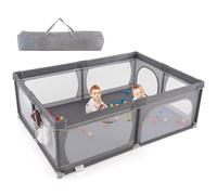 LIFEZEAL Parque infantil para bebés, corralito plegable para bebés, corral de juego con bolas para bebés, centro de juego con malla transpirable, apto para bebés de 0-3 años (Gris oscuro 2)