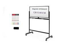 LIFEZEAL Pizarra Blanca Doble Cara 120x60cm, Pizarra Magnética Ajustable en Altura, Pizarra Móvil con soporte con 6 Pines y Ruedas Fijas para Oficina y Escuela (Negro)