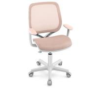 LIFEZEAL Silla de Escritorio Infantil Tapizada, Sillón Giratoria para Niños, Ergonómico, Altura Ajustable de 80 a 92cm, Reposabrazos y Respaldo para Habitación y Escuela, Max75kg (Rosa)