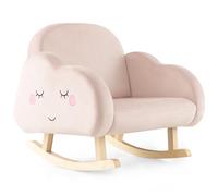 LIFEZEAL Silla Mecedora para niño de 3 a 5 años, Sillón Infantil de Confortable Tejido de Terciopelo holandés, Pata de Madera Maciza, Silla Relax Infantil con reposabrazos ergonómicos (Rosa)