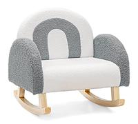 LIFEZEAL Sillamecedora Infantil, Sillón Balancín para Niños de 3-5 Años, con Reposabrazos, Respaldo Ergonómico, Pies de Madera Maciza, Relleno de Espuma para Habitación Infantil, MAX 50kg (Gris)