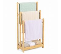 Lifezeal - Toallero de pie de bambú con 3 barras y estante, secador de toalla de pie, soporte para toallas de baño, 45 x 22 x 86 cm (natural)