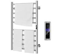 LIFEZEAL Toallero Eléctrico de Baño, Calentador de Toallas de Pared con Temporizador de 1-8H y Pantalla LCD, Toallero Caliente de Acero Inoxidable con 10 Barras, 120W
