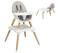 LIFEZEAL Tronas 2 en 1 de bebés, silla de comer, asiento elevador con con cinturón de seguridad y bandeja extraíble, trona transformable en mesa y silla, apto de 6 meses a 3 años (Gris)