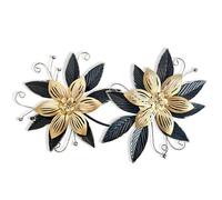 Liffy Decoración de Pared de Flores de Metal Negro Dorado, Arte Floral Moderno 3D Multicapa de 15», Decoración para Colgar en Casa para Interior, Dormitorio, Sala de Estar, Jardín, Patio