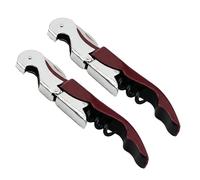 LifgWas 2 PCS Abridor de Vino Profesional de Acero al Carbono - Sacacorchos de Palanca Doble con Abrebotellas y Cortacápsulas - Calidad Restaurante para Camareros y Familia - Burdeos