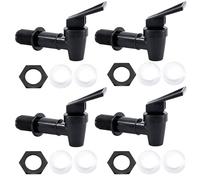 LifgWas 4pcs Grifo de Agua de Plástico PP Alimentario, Negro - Grifo Dispensador para Botellas de Cristal/Plástico, Dispensadores de Agua y Envases con Abertura de 18mm (3/4 de Pulgada)