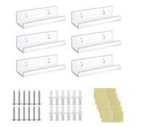 LifgWas 6 Soportes de Pared para Vinilos Transparentes - Repisa Flotante para Discos de Vinilo, Estantería Decorativa para Exponer Colecciones en Salón o Dormitorio