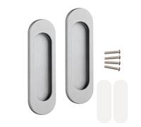 LifgWas - Manijas de puerta corredizas ovaladas autoadhesivas de aleación de aluminio sin perforación para puerta corredera de granero, ventanas, gabinetes de cocina (100 mm)