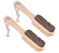 LIFKICH 2 Piezas Cepillo para Callos Pies Piedra Pómez y Placa Raspadora, Lima de Pie Portátil Cerdas de Madera para Eliminar Piel Muerta y Masaje en Pedicura