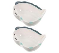 LIFKICH 2 Platos de Cerámica Mini Diseño de Dinosaurio Verde, Cuencos Creativos y Decorativos para Salsas en Picnics y Viajes, Tamaño Pequeño