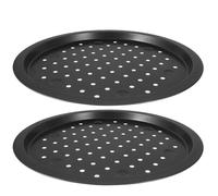 LIFKICH 2piezas Bandeja Horno Pizza Antiadherente Unidades Acero Carbono Resistente al Desgaste para Repostería y Restaurante