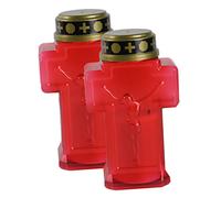LIFKICH 2piezas Vela Led Sin Cruz De Jesús Decoración Religiosa Para Hogar Iglesia y Ceremonias Luz Nocturna Roja Para Oraciones y Recuerdos