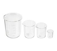 LIFKICH 4 Piezas Juego de Vasos Medidores de Vidrio 10 50 100 300ml | Capacidades Múltiples, Diseño con Vertedor, Uso en Educación E Investigación, Medición Práctica