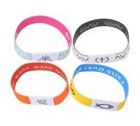 LIFKICH 4 Piezas Pulsera Cristiana con Nfc Reversible de Tela Vibrante para Jóvenes y Hombres, Acceso Interactivo a Devocionales Cristianos en Trabajo y Culto Dominical