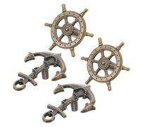 LIFKICH 4 Tiradores de Perillas Vintage para Armarios y Cajones Estilo Ancla y Timón en Aleación de Zinc, Fácil Instalación y Resistente para Muebles y DIY