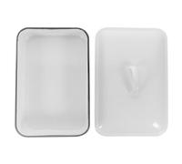 LIFKICH Bandeja para Hornear Esmaltada de Color Claro 30x20cm Tapa, Resistente al Calor y Práctica 4 Puntos de Apoyo para Cenas Familiares y Postres
