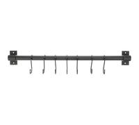 LIFKICH Barra Colgante de Aluminio Negro 50 CM para Cocina Perchero Móvil de 7 Ganchos, Soporte para Utensilios y Organizador Multifunción para Ahorrar Espacio Hogar