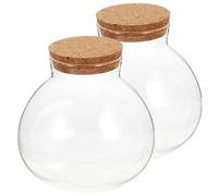 LIFKICH Botella de Micropaisaje DIY de Vidrio Cierre Hermético, Tarro Redondo para Ecosistema Cerrado y Plantas de Aire Naturales en Casa