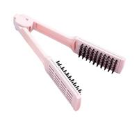 LIFKICH Cepillo Alisador Portátil en Forma de V Plegable Plástico Rosa Función Dual para Alisar y Peinar para Mujer Adecuado para Viaje y Uso Diario