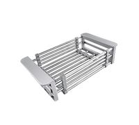LIFKICH Colador Fregadero de Cocina Escurridor Telescópico de Acero Inoxidable, Cesta de Drenaje Rectangular para Frutas y Verduras, Cocina
