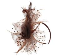 LIFKICH Diadema de Novia Retro Café Plumas, Flores y Red Decorativa, Accesorio Femenino para Fiesta y Banquete, Diadema de Moda y Tocado para Pelo Mujer Elegante
