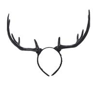 LIFKICH Diadema de Papá Noel Cuernos de Reno Negros de Pe y Terciopelo para Fiestas de Navidad, Accesorio Único para Cabello Que Crea Ambiente Festivo