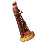 LIFKICH Estatua de Resina Decorativa de San Francisco Diseño de Base Plana, Color Café, para Adornos de Escritorio y Centros de Mesa, Decoración Artística y Estable