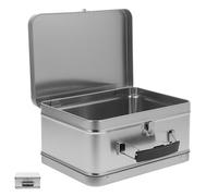 LIFKICH Fiambrera Metálica Portátil con Asa y Cierre Hermético Caja de Almuerzo Retro de Hojalata Plateada 100 MM de Altura Recipiente Multiusos para Almacenar Alimentos y Snacks