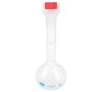 LIFKICH Matraz de Laboratorio 50 Ml de Plástico Blanco para Muestreo de Líquidos Experimentales, Matraz de Volumen Constante para Laboratorio y Campo
