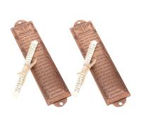 LIFKICH Mezuzá para Puerta 2 Piezas 132 Mm Metal Rojo Cobre Antiguo con Pergamino Bendición Hogar Decoración Judía Tradicional para Inauguración y Familia