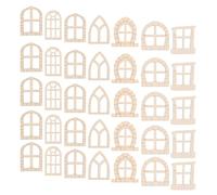 LIFKICH Mini Puertas y Ventanas de Madera sin Pintar, 50 Piezas, Modelo de miniaturas para decoración de casa de muñecas, jardín y Bricolaje