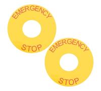 LIFKICH Pegatinas de Parada de Emergencia para Maquinaria y Dispositivos Eléctricos, 2 Unidades Duraderas en PVC, Uso en Oficinas, Fábricas y Zonas de Construcción