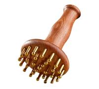 LIFKICH Peine de Masaje de Sándalo y Latón Cepillo Portátil para Cuerpo y Cabeza Estimulador Manual de Puntos Acupunturales Accesorio Versátil para Relajación Integral